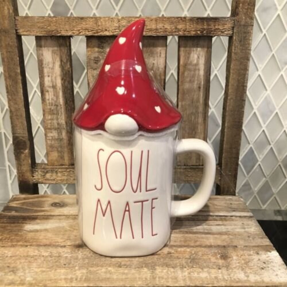 Rae Dunn  SOUL MATE  Coffee Mug with Gnome Topper
